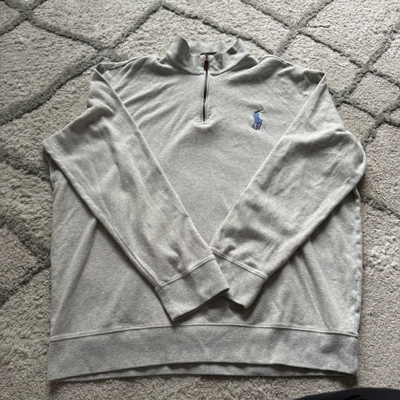Polo Ralph Lauren sweater 1/4 zip cotton gray XXL - Picture 1 of 8